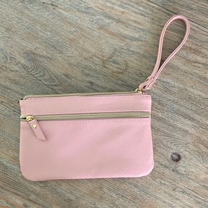 Light pink clutch with gold details